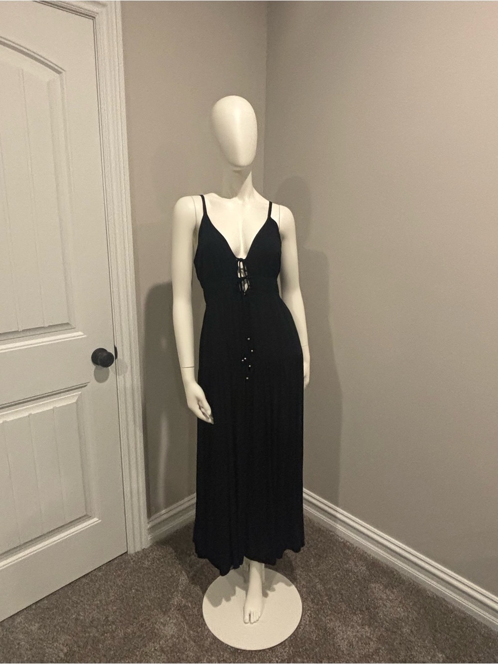 Elan Black Lace-Up Maxi Dress